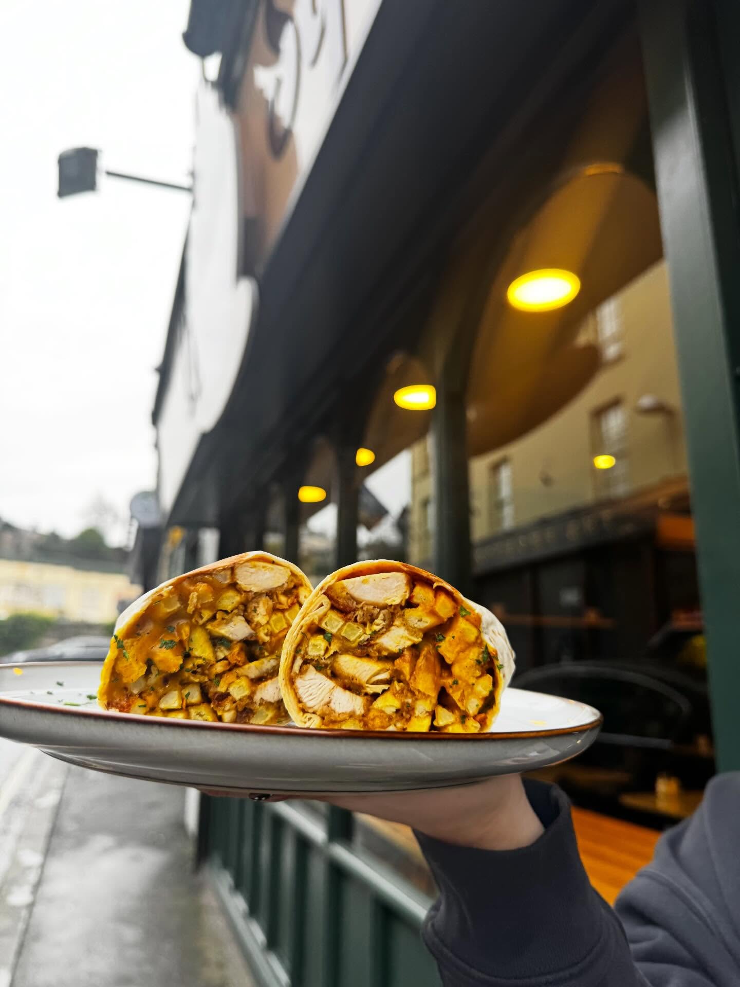 Toasted chicken curry wrap at City Sips